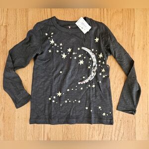 NWT Crewcuts Sequin Moon & Stars Tee Shirt 6-7Y